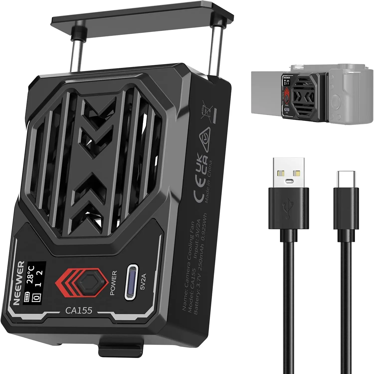 NEEWER Podstawowy Wentylator Chłodzący do Aparatu z Baterią, Zewnętrzny Chłodzik Sprężynowy do Sony ZV-E1 A6700 Canon R6 Mark II Fujifilm XS20 — zdjęcie produktu 7