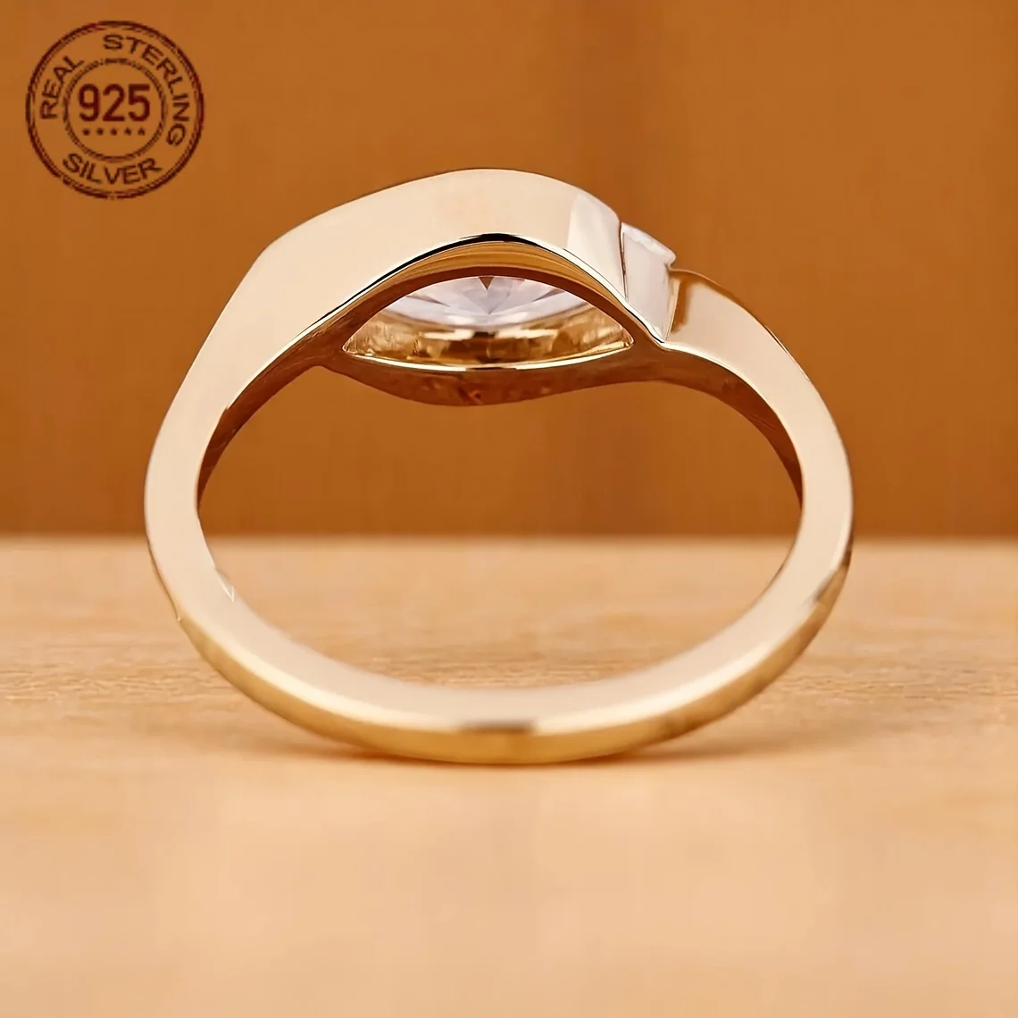 Soild 925 Silver Rings For Women Marquise Cut Horse Eyes Zircon 18K Gold Plated Minimalist Solitaire Lab Grown Antique Jewelry