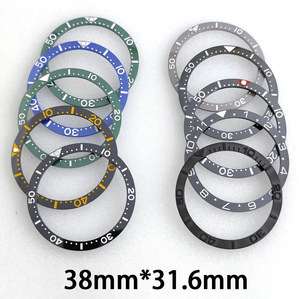 Inserto de bisel de reloj de cerámica de moda plana de 38mm x 31,5mm apto para cajas de reloj SKX007 SKX009 SRPD NH35 NH36 piezas de reloj de movimiento