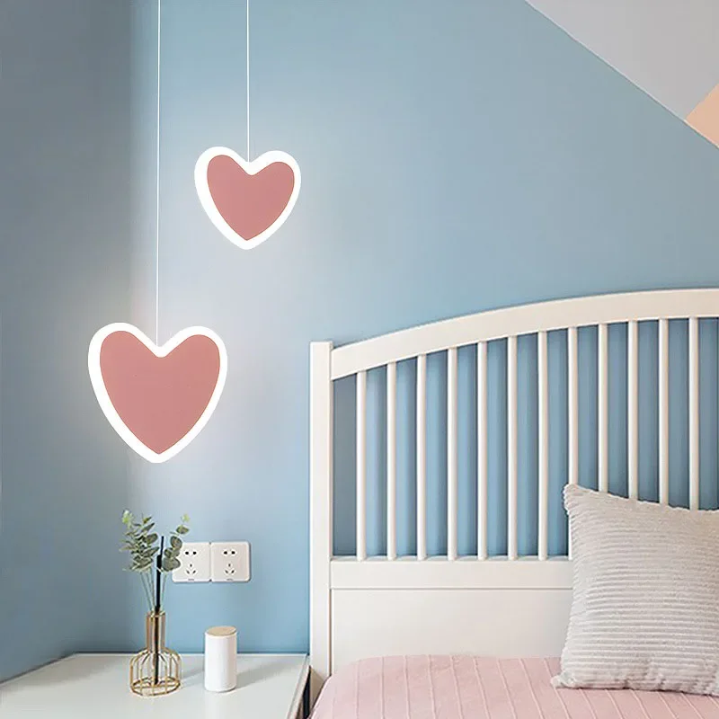 Imagem -02 - Nordic Simples Led Pendant Lamp Home Branco Pink Heart Acrílico Blossom Butterfly Decorar Pendurado Luz Crianças Toy Room Iluminação