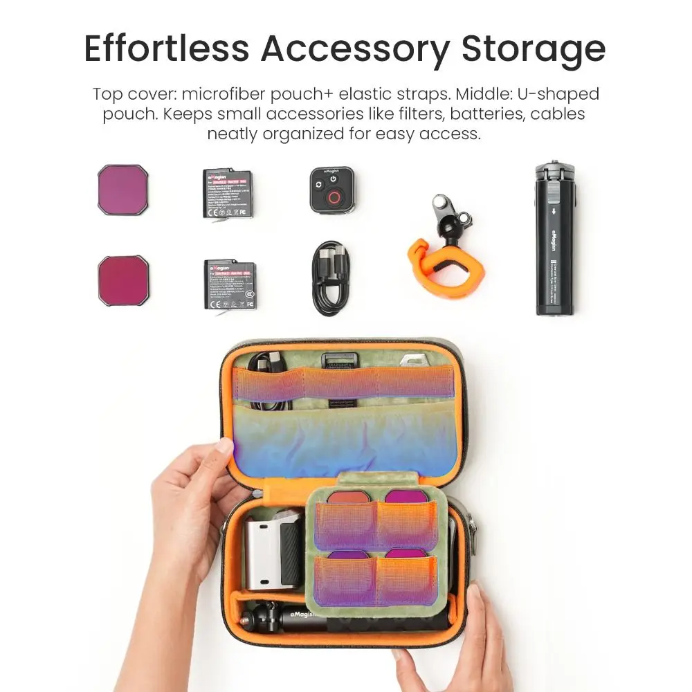 

Protective Action Camera Storage Bag Shockproof Waterproof Carrying Case Dustproof Adjustable Dividers for DJI/Insta360/GoPro