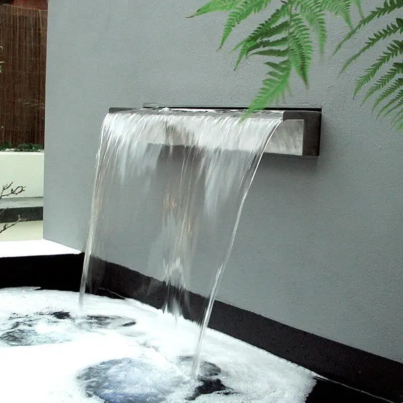 flowing water wall, water curtain wall, courtyard, fish pond, flower bed, stacked water landscape 304 stainless steel flow tank