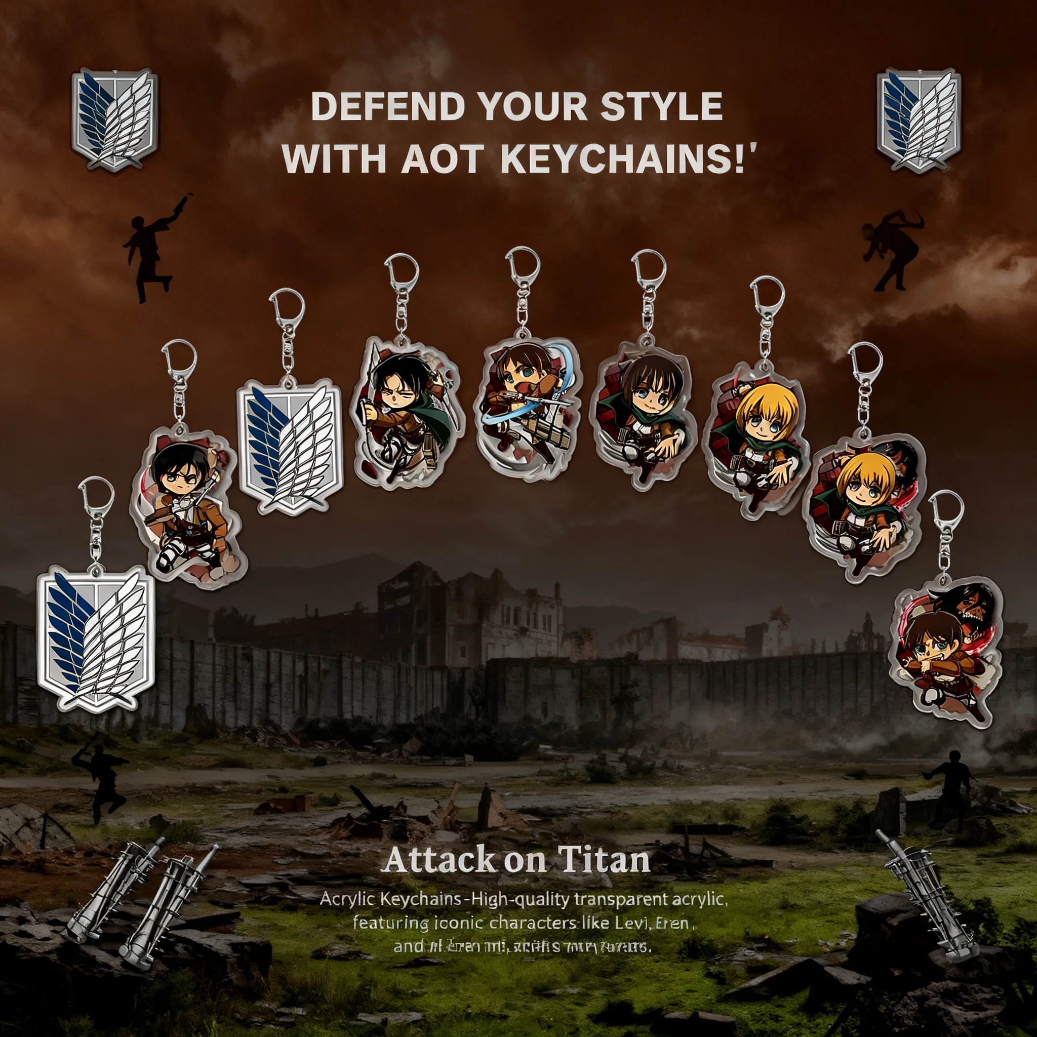 

Брелок-подвеска «Атака Титанов: Крылья Свободы» из акрила, аниме-мерч, готов к отправке