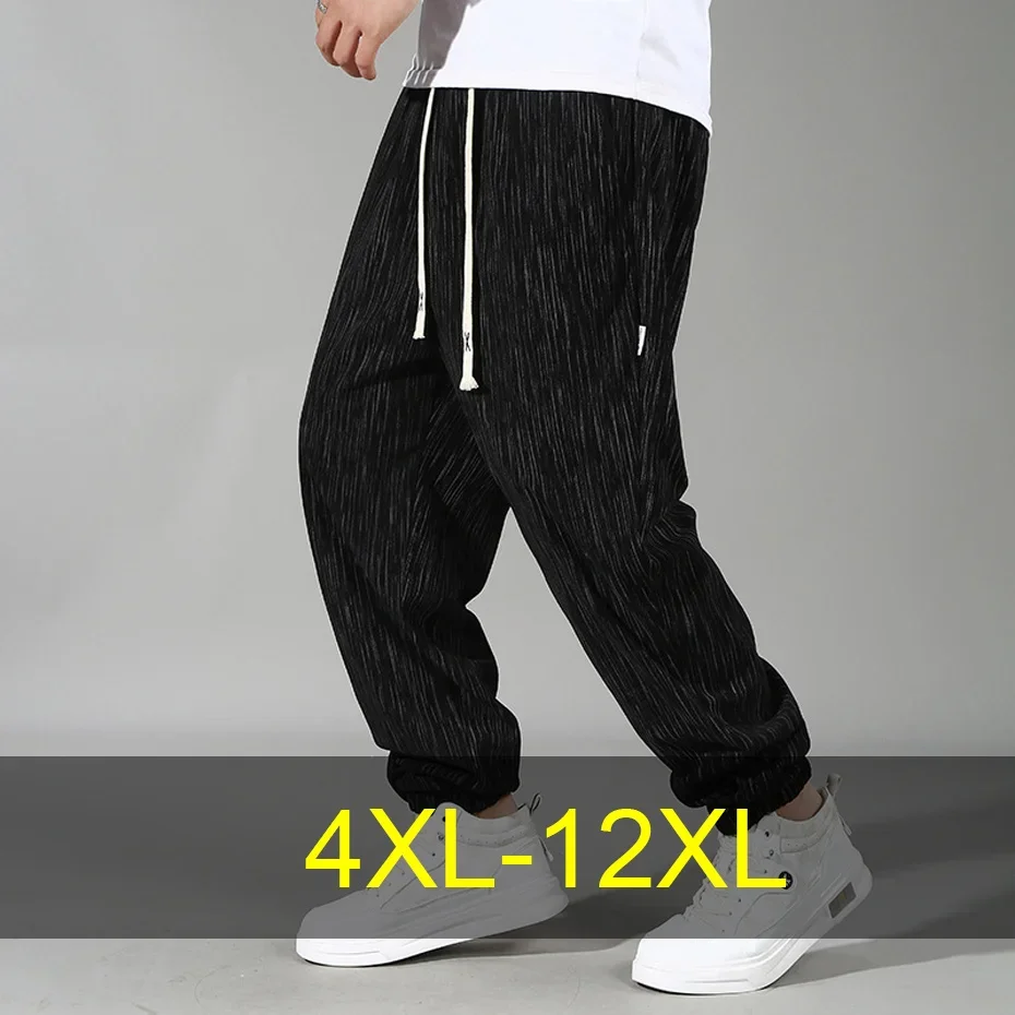 12XL Plus Size Jogger Pants Men Pinstripe Pants Spring Autumn Sweat Pants Male Elastic Waist Trousers Big Size 12XL