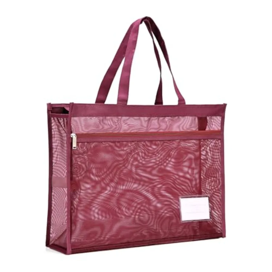 

Large Mesh Zipper Pouch Bags, Double-Layer Nylon File Folders, Document Storage Organizer for Travel Study Office