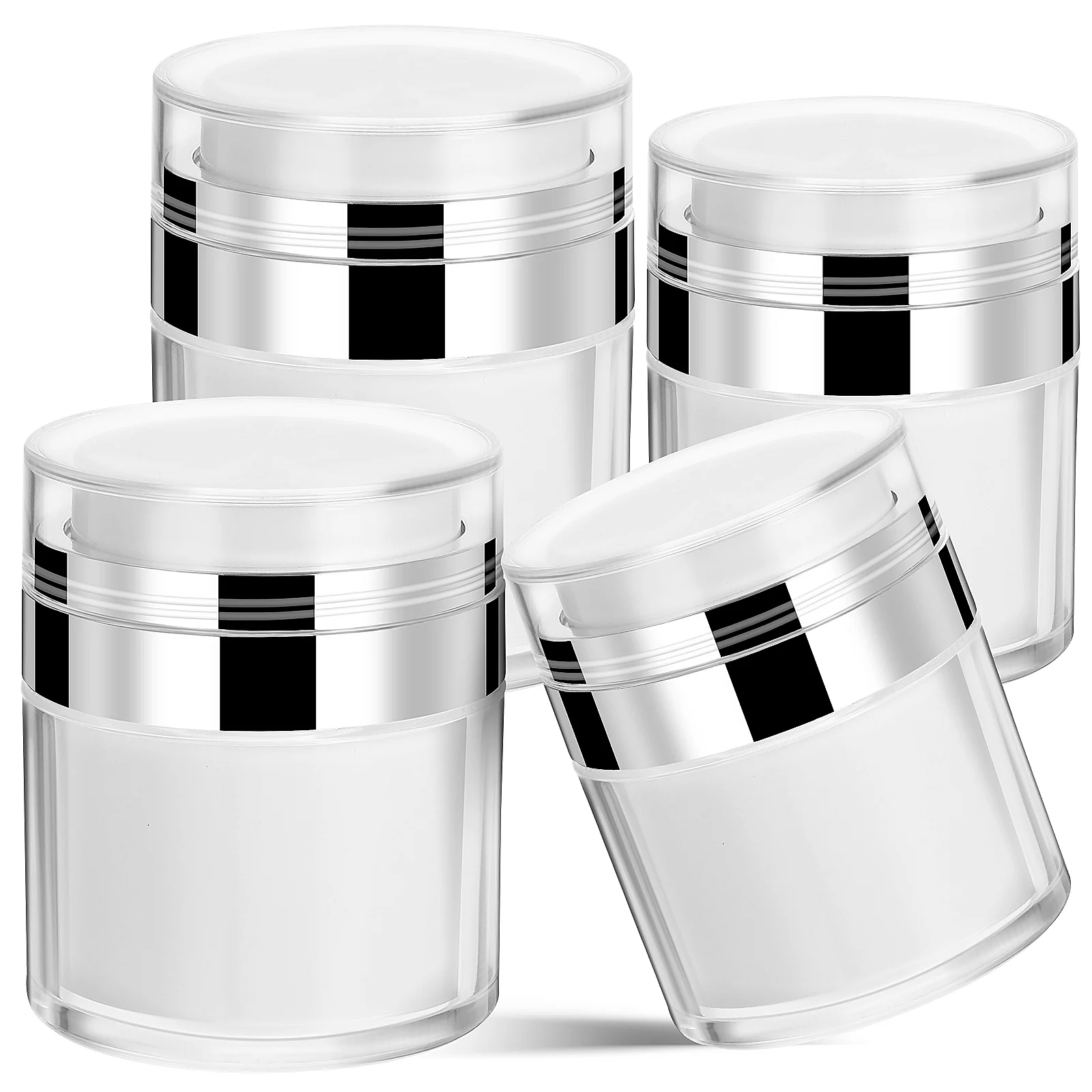 

4 Pcs Empty Containers Skincare Bottles Leakproof Travel Acrylic Airless Pump Jars White Vacuum Small Moisturizer