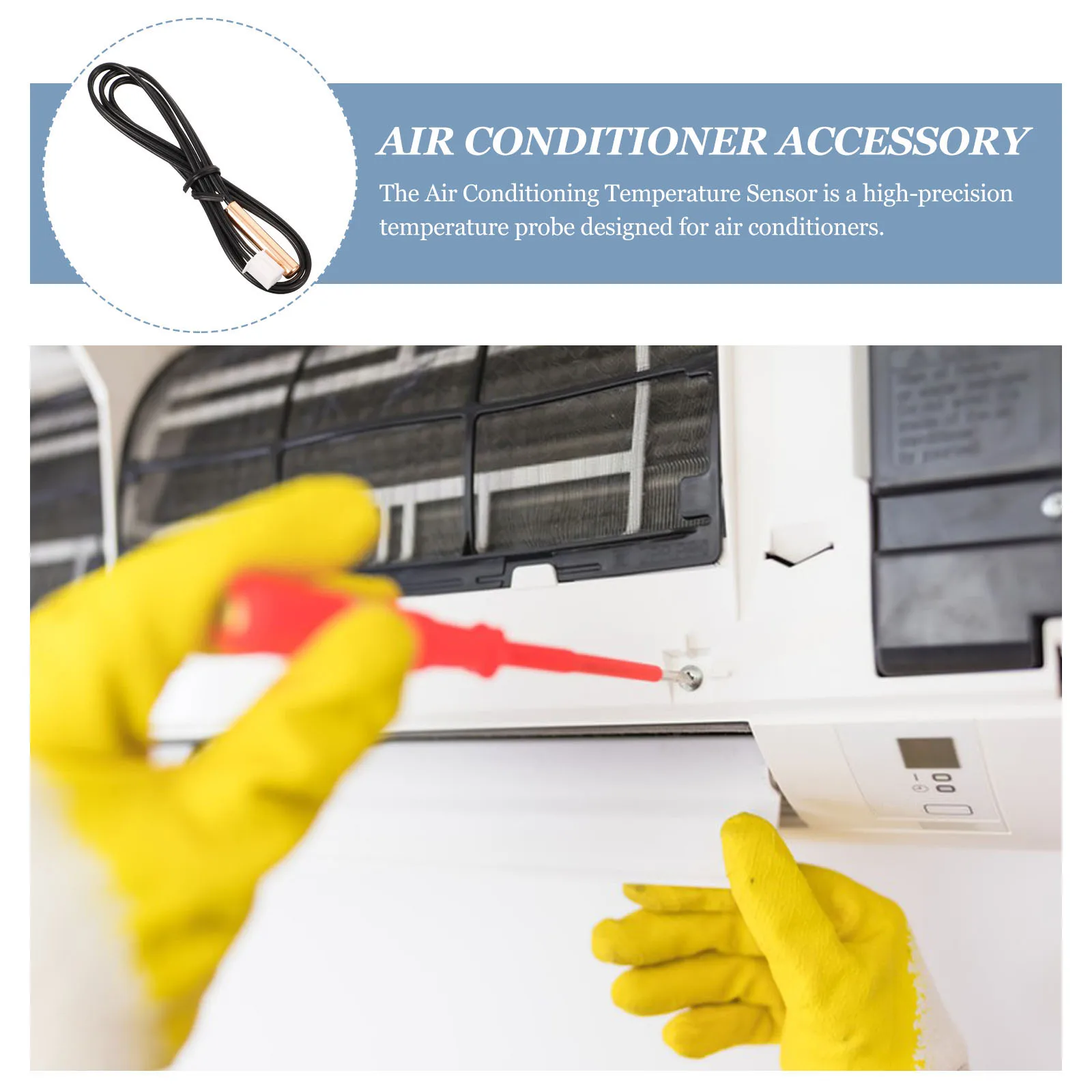 

2pcs Air Conditioning Temperature Sensor 39cm Copper Head Probe High Precision Universal AC Thermostat Sensing Part