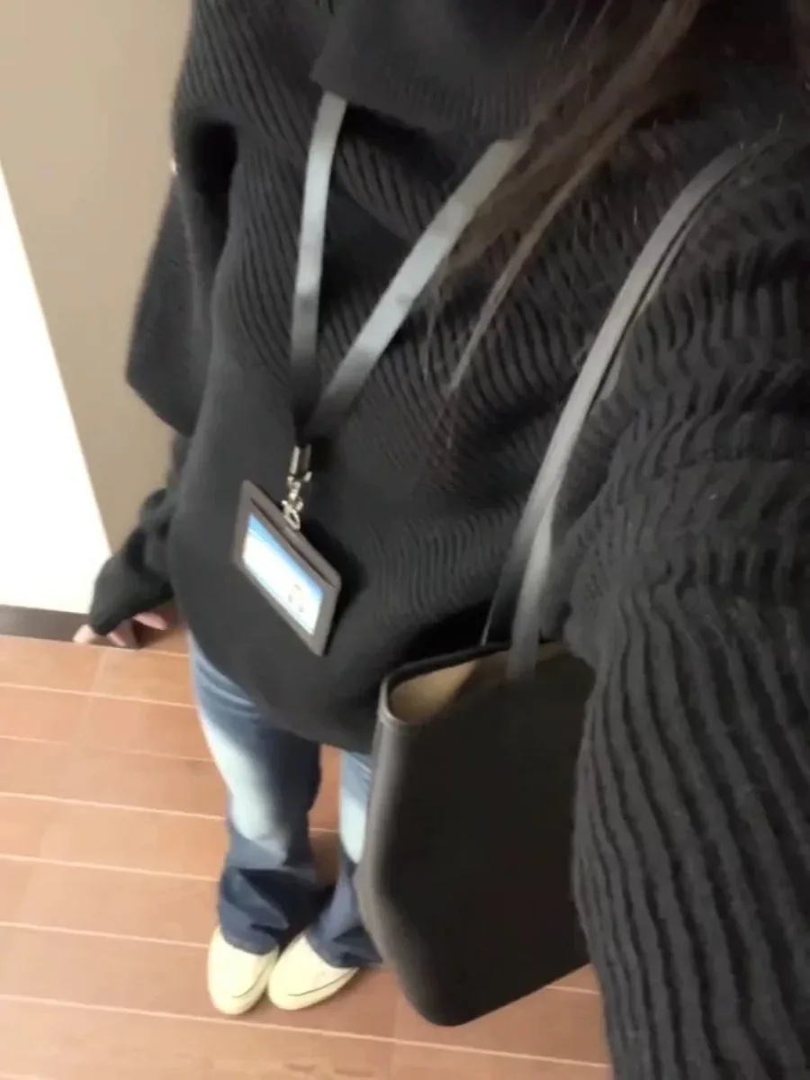 Suéter de Tricô sso de Gola Alta Oversized para Mulheres, Estilo Casual de Cor Sólida para Outono e Inverno