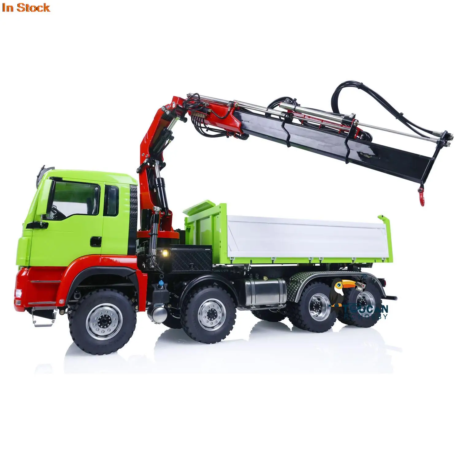 LESU 1/14 8*8 RC Roll on/off Hydraulic Truck Crane Dumper 2-biegowa skrzynia biegów Wywrotka Zawór cofania Świąteczne malowanie TH21998