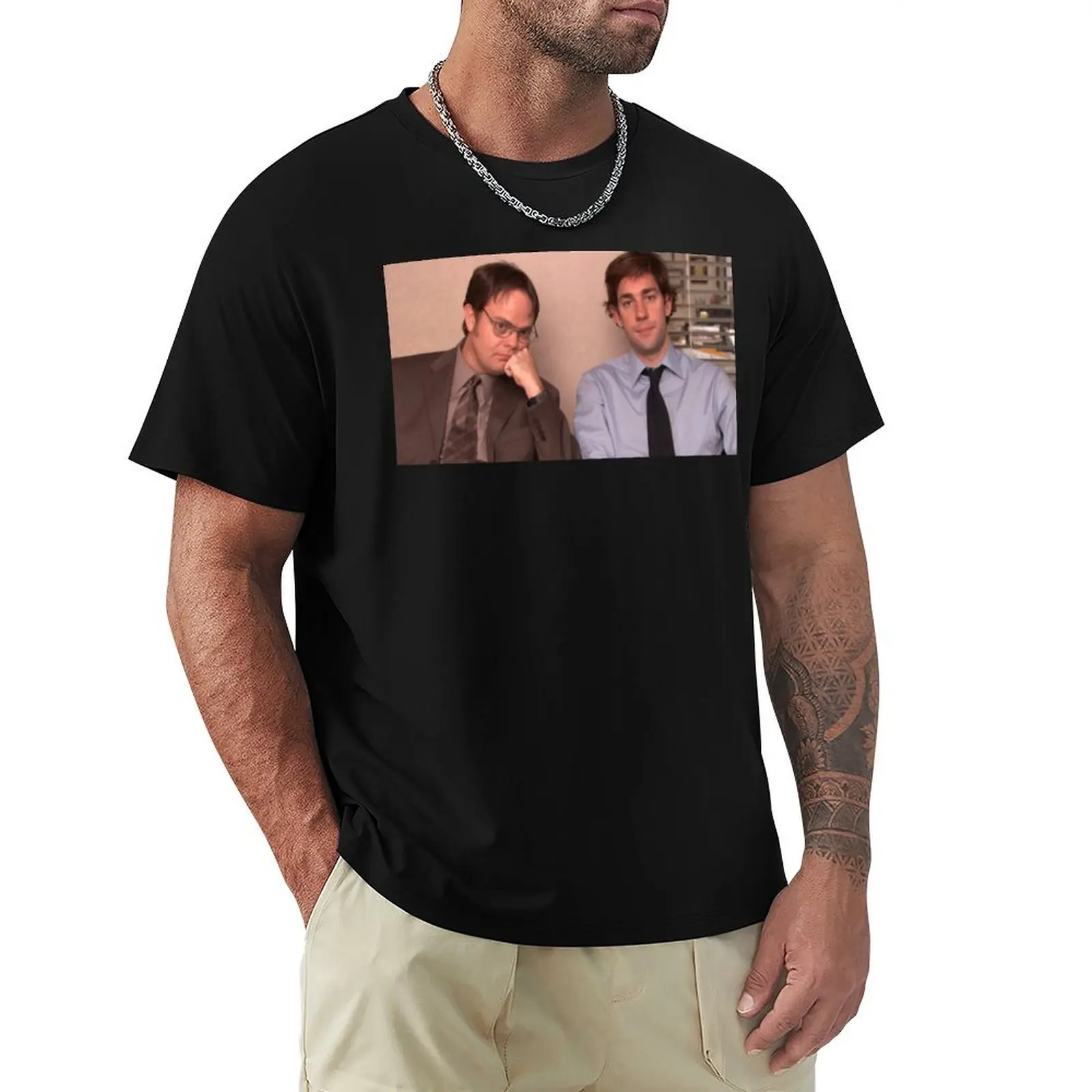 Jim and Dwight T-Shirt Plus Size Basic Cotton T-Shirt