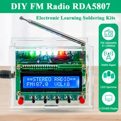 RDA5807 DIY FM Radio Electronic Kit Adjustable Frequency 87-108MHZ LCD1602 Display PCB Soldering Project Practice Solder