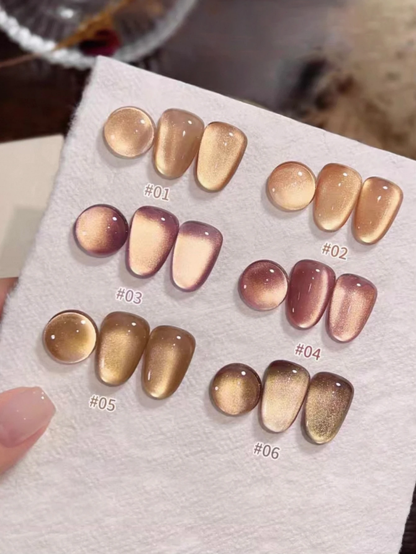 1-6 szt. 15ml Jesienny Lakier do Paznokci Efekt Kociego Oka w Kolorze Szampańskiego Złota, Żelowy, Utwardzany UV LED, Prezent dla Kobiet na Święta, Do Codziennego Użytku, DIY