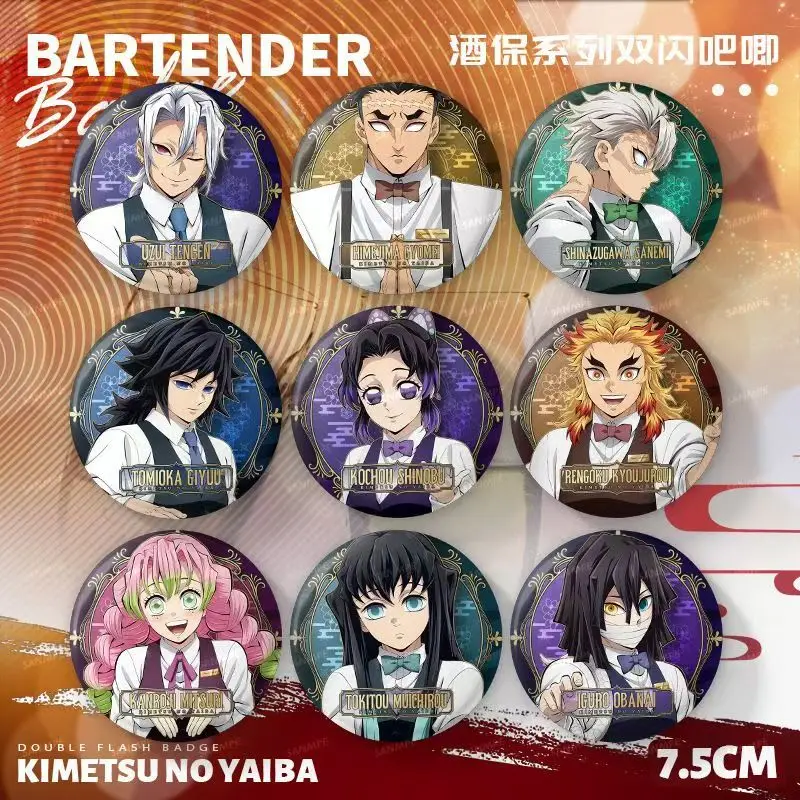 

Новый значок Demon Slayer: Kimetsu No Yaiba, серия Bartender, Токито Муичиро, аниме-атрибутика, 75 мм, двойной световой эффект, большой значок
