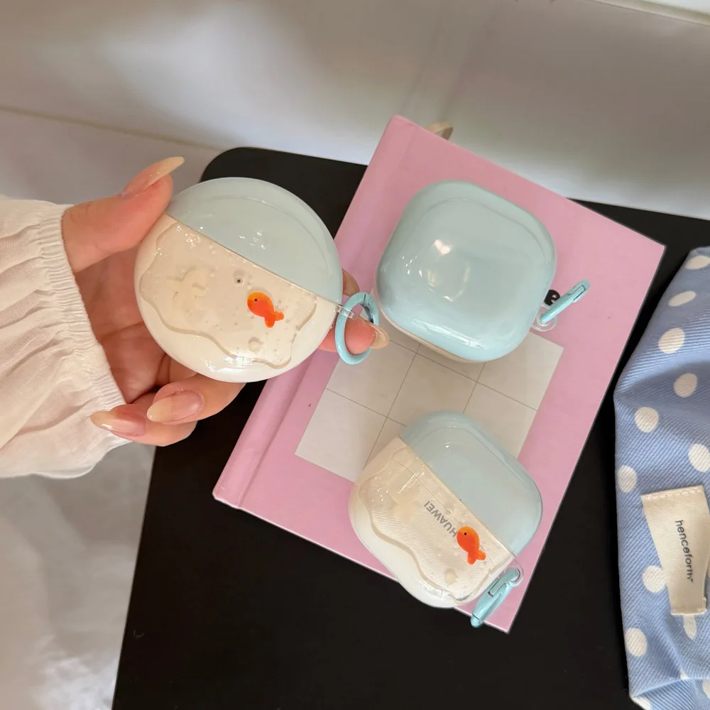 Goldfisch Koi Fisch Seestern Blasen-Kopfhörerhülle für Samsung Galaxy Buds 3 4 Pro FE Hüllen für Buds 2 Live Core Weiche Schutzhülle