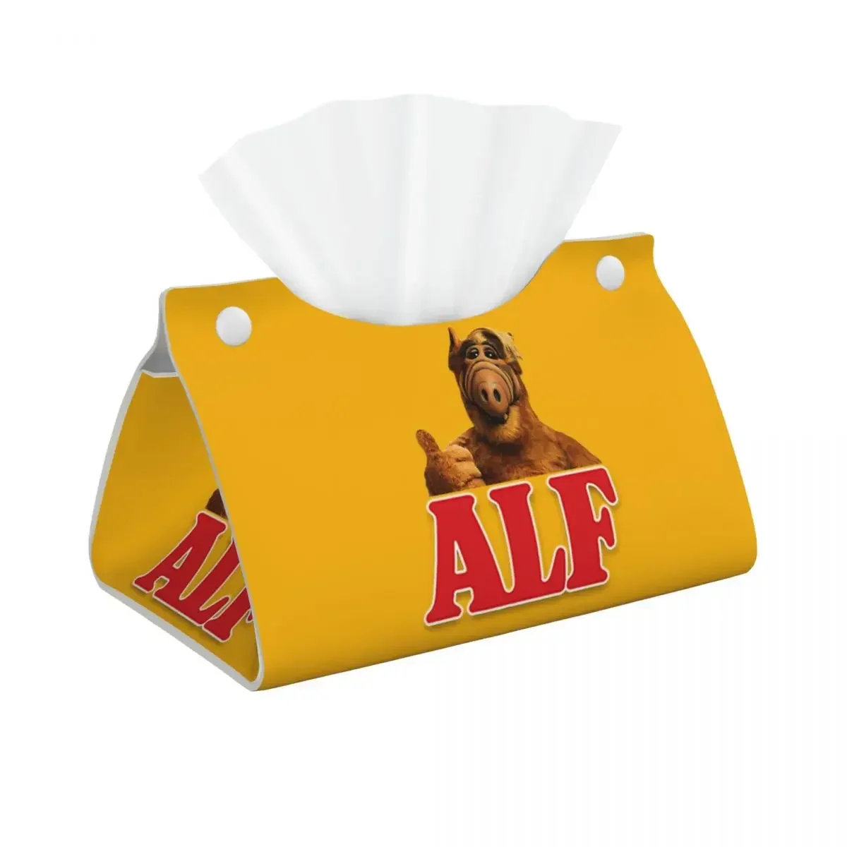 Custom ALF Alien Life Form Tissue Box Cover Rectangular PU Leather Alien Life Form Facial Tissue Box Holder for Bathroom Toilet