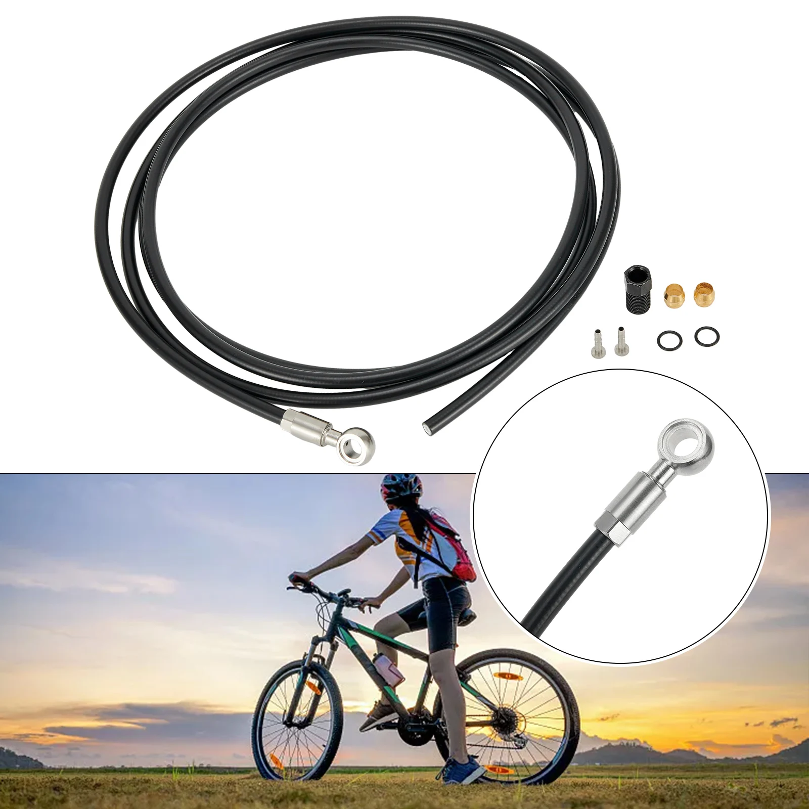 For-Shimano BH90 System Line Pipe 2m Brake Hose Kit Bike 2x Sealing Rings Banjo Bicycle Replacement Accessories