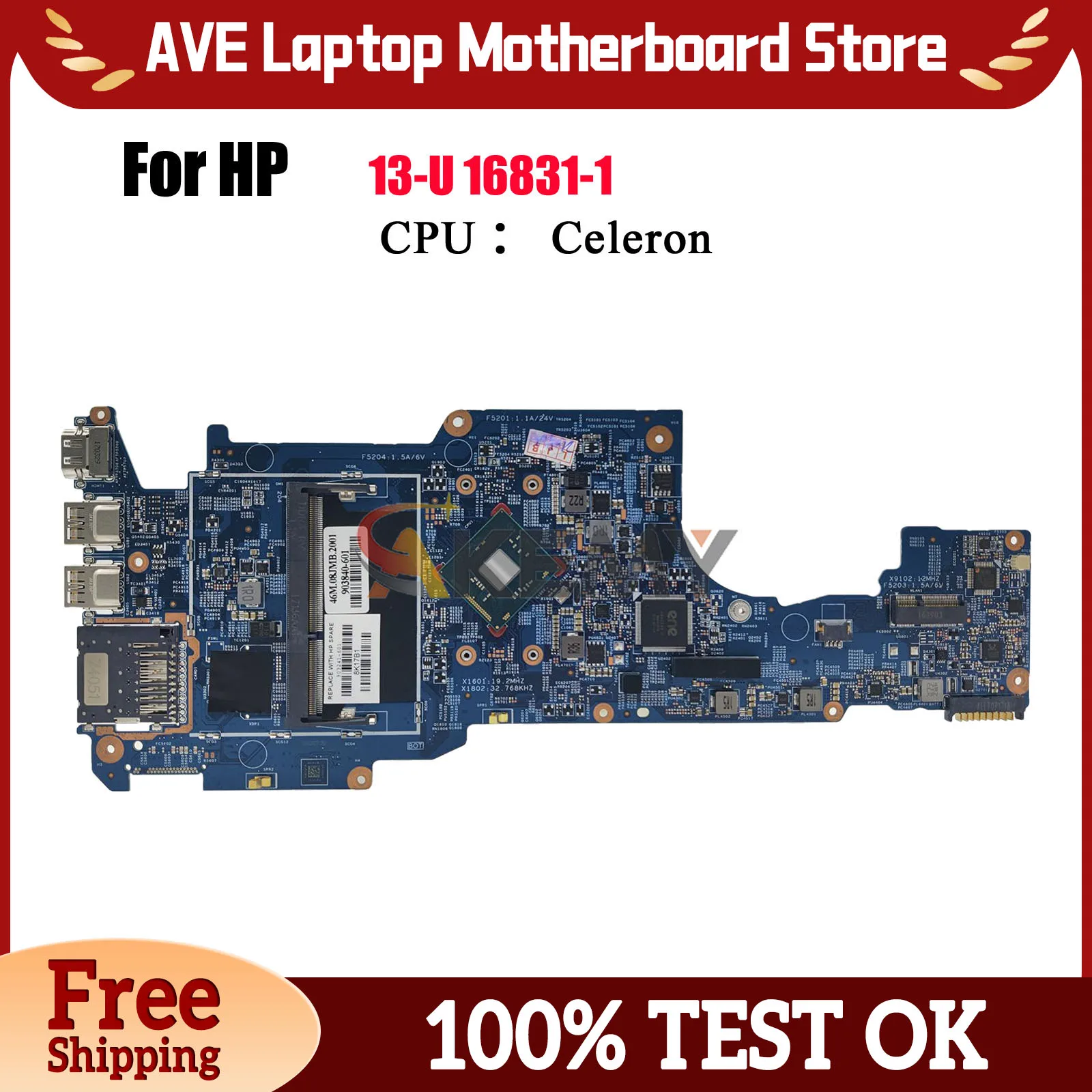 16831-1 สำหรับเอชพี พาวิลเลี่ยน 13-U แล็ปท็อปเมนบอร์ดพร้อมซีพียู N3710 100% ทดสอบอย่างเต็มที่