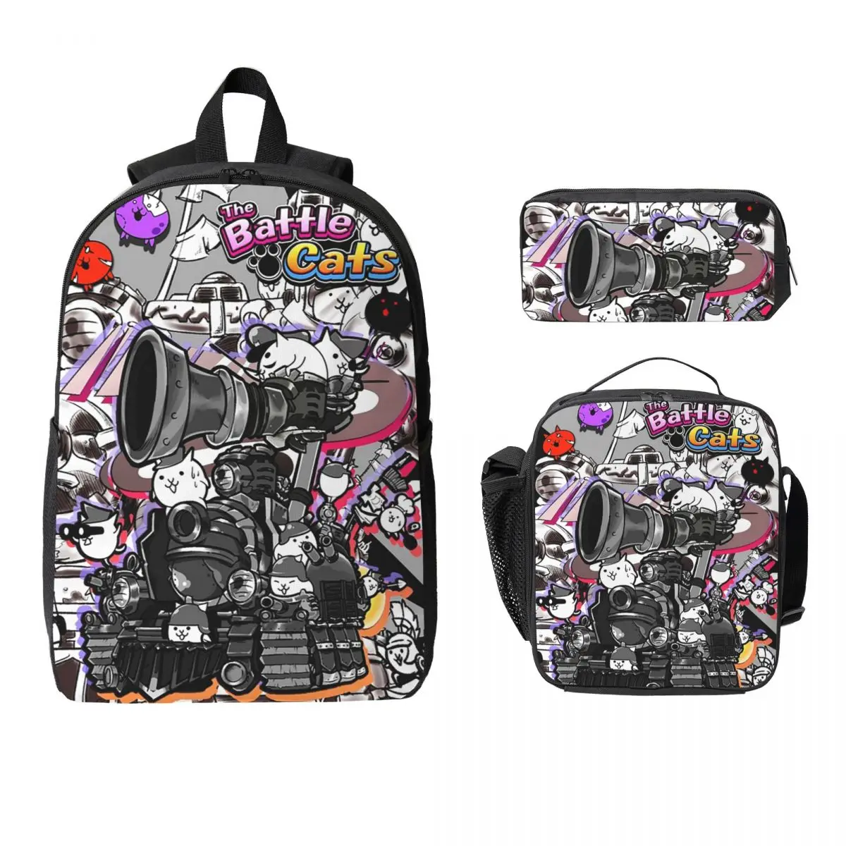 

Battle Cats Siege Engine Backpack Student Boys Girls BookBag School Bag Laptop Shoulder Bags 3ps Insulated Lunch Bag Pencil Case