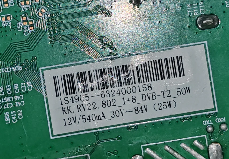 KK.RV22.802 쓰리인원 TV 마더보드, 와이파이 네트워크, 4 코어, 1g + 8G DVB-T2, 30-84V, 25W 또는 60-110V, 45W