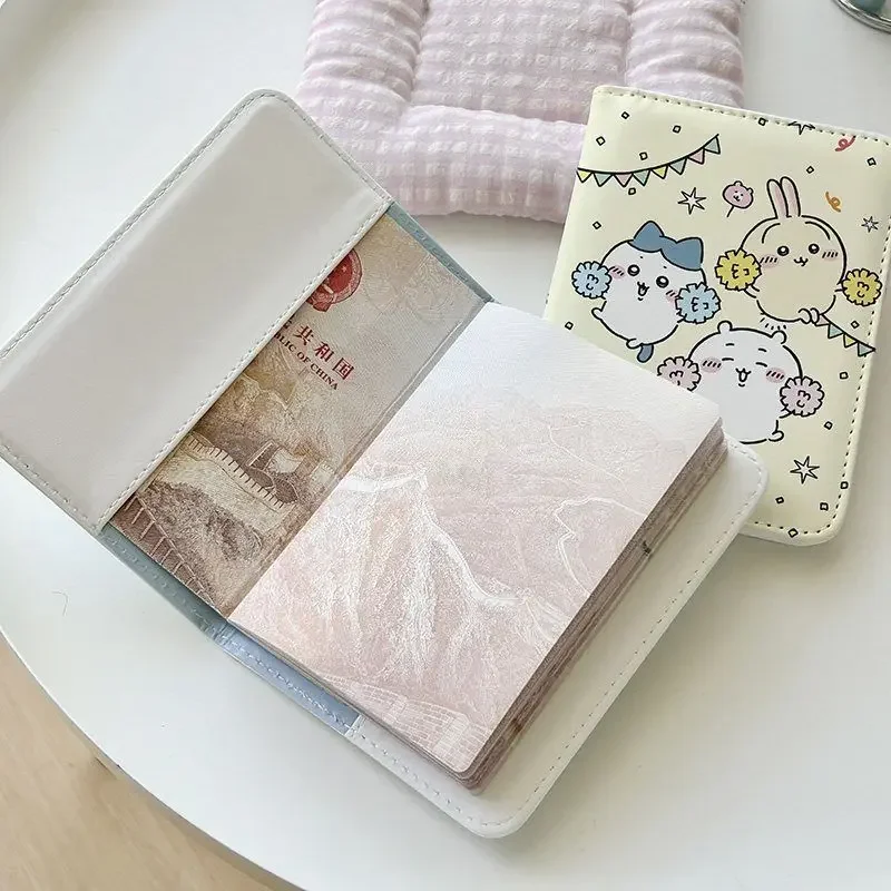 Chiikawa Sweet Cartoon Passport Holder ID Document Case Multifunctional Card Holder Protective Travel Portable Organizer Wallet