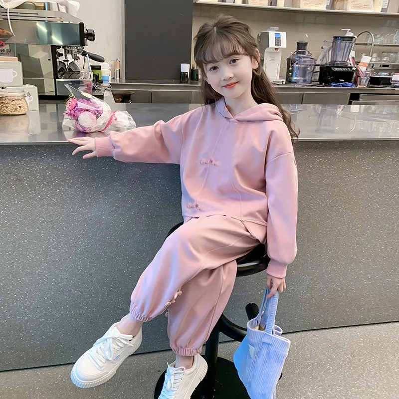 

Top & Pants 2-Piece Set Hoodies Girls' Autumn Winter Clothes Girl From 10 12 Years Fashion Two Skirt Old Korean Kids Style