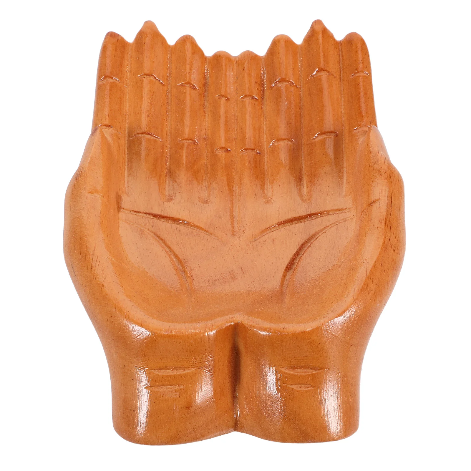 

Hand Carved Decorative Bowl Wooden Key Holder for Entryway Table Unique Hand Shape Snack Tray Home Decor Storage for Keys Candy
