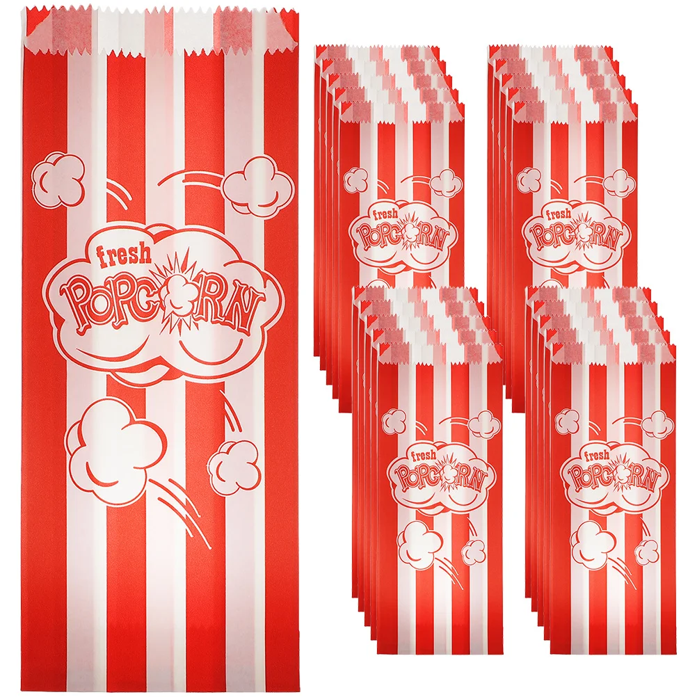 

100 Pcs Greaseproof Paper Bags Popcorn Favor Containers Biscuit Sweets Oil Proof Snack Holder Cinema Movie Night