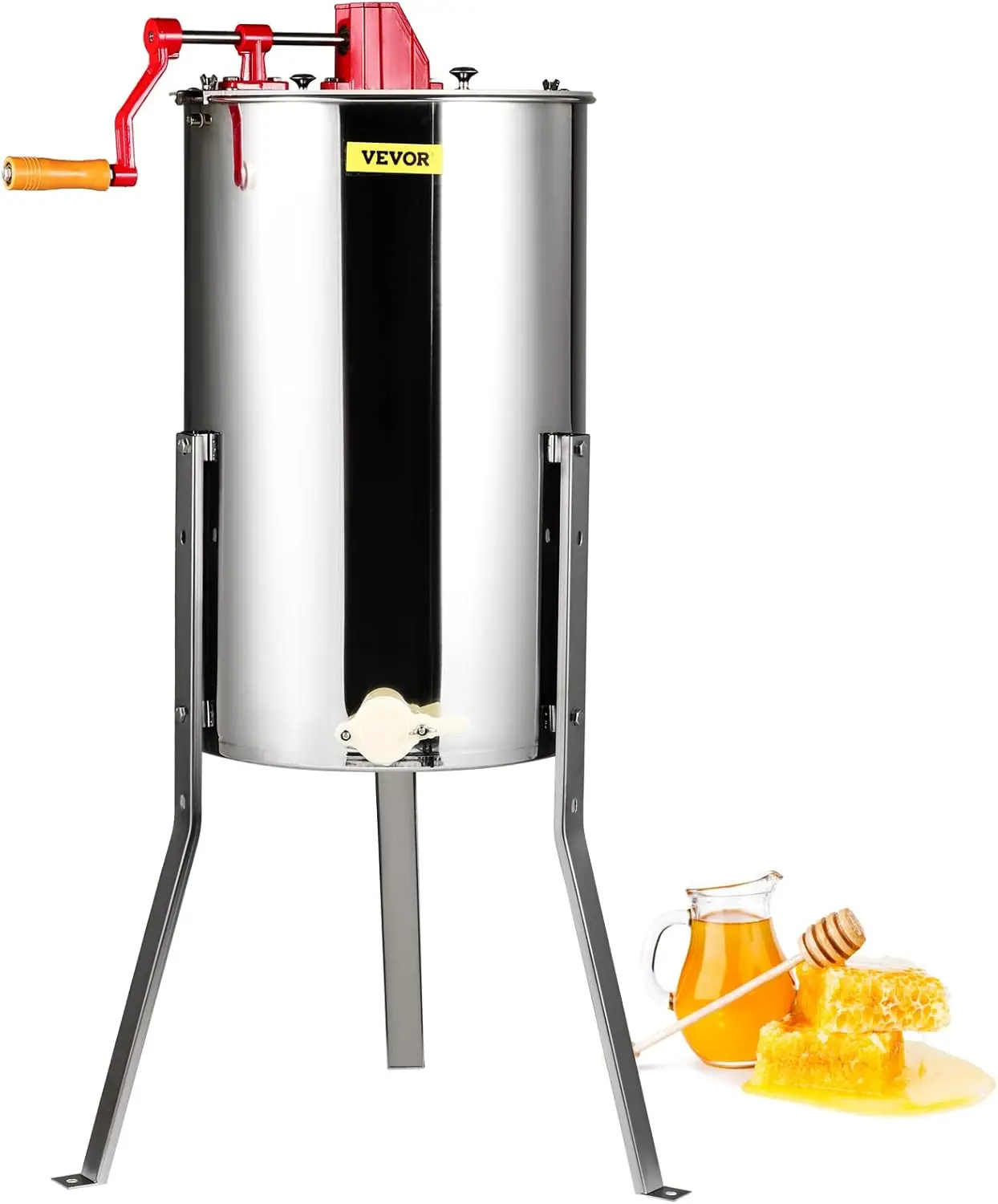 

3 Frame Honey Extractor, Stainless Steel Manual Beekeeping Extraction, Honeycomb Drum Spinner with Transparent Lid, Apiary Centr