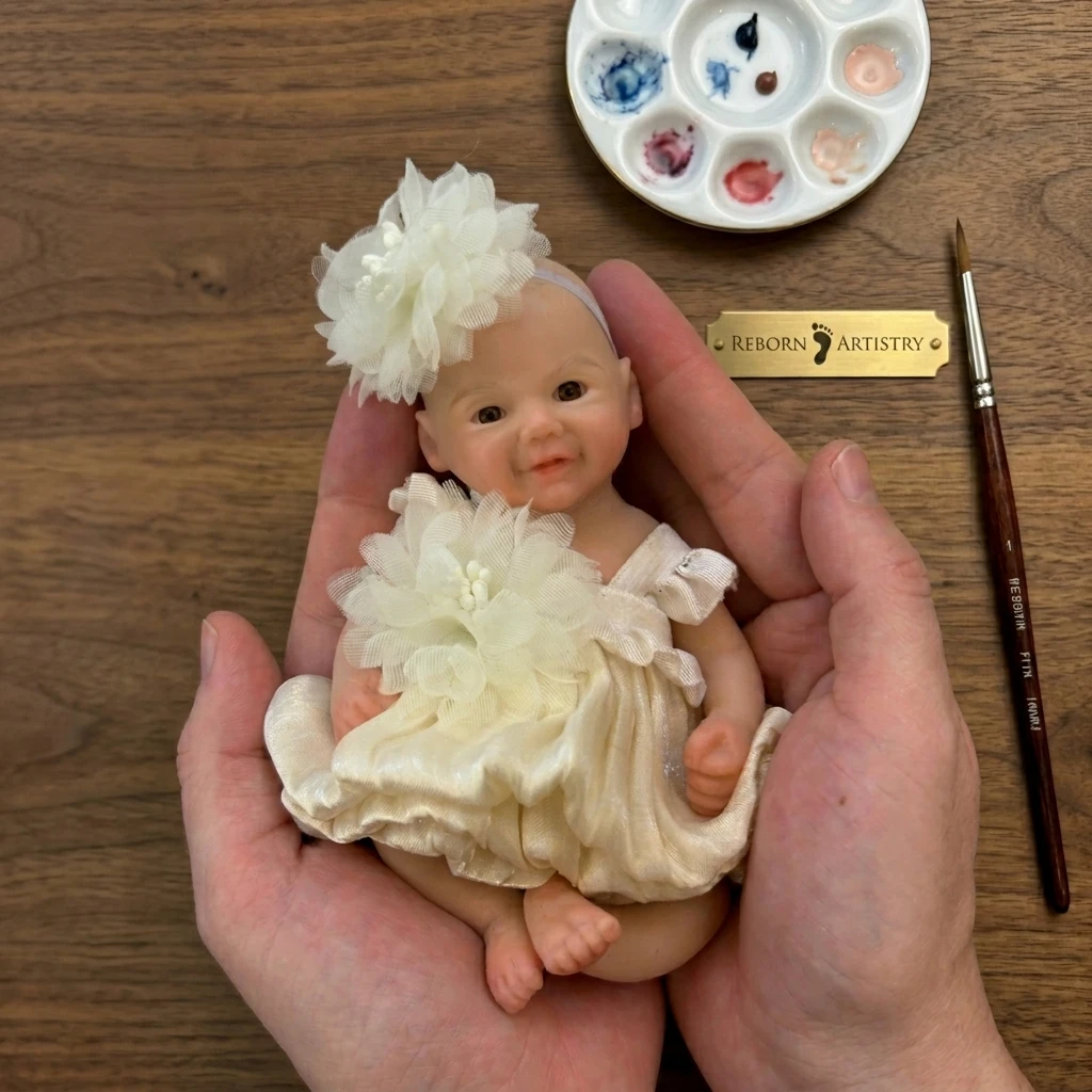

6-дюймовая невероятно реалистичная мини-кукла Вивьен, силиконовая кукла-реборн размером с ладонь - с открытыми глазами, реалистичная игрушка