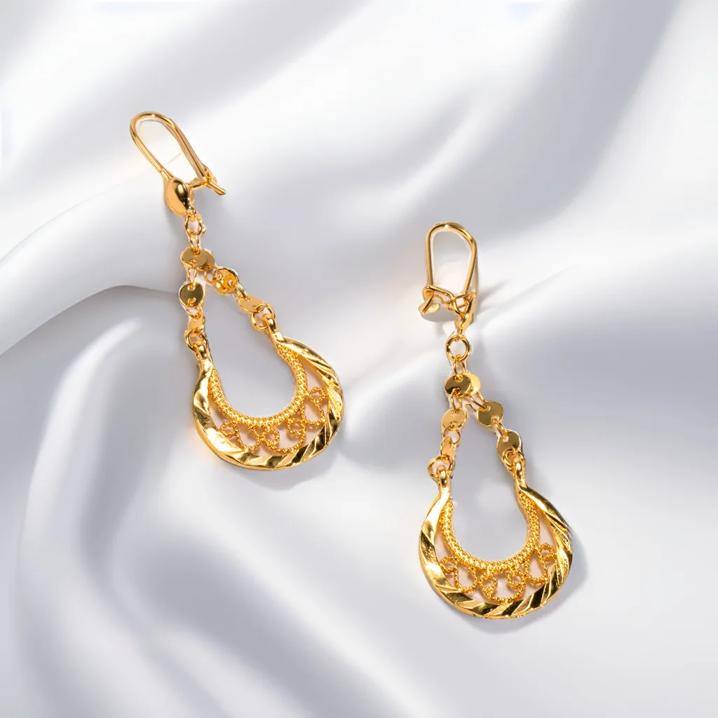 Saudi Arabia foreign trade earrings gold-plated tassel high-end crescent earrings Nigerian ethnic style jewelry