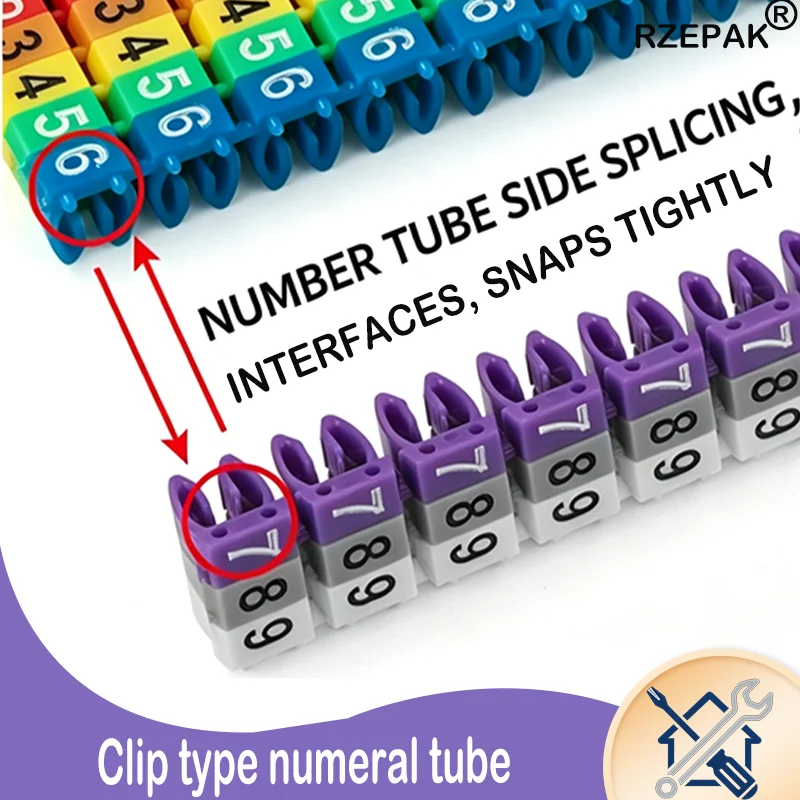 

150/100Pcs Cable Markers Colourful C-Type Marker Number Tag Label For 1.5/2.5/4/6mm² Wire Conspicuous And Easy To Identify