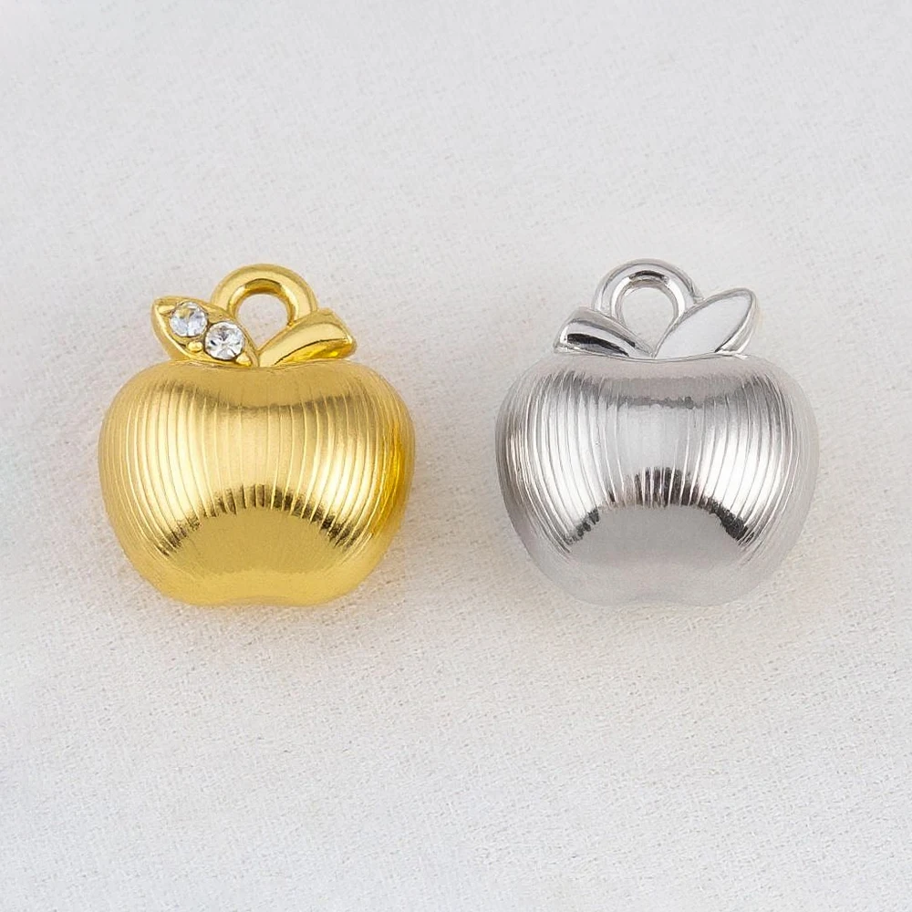 

5pcs Alloy Apple And Money Bag Pendant With Rhinestone Lucky Charm For DIY Earrings Bracelet Necklace Jewelry Findings Accessory