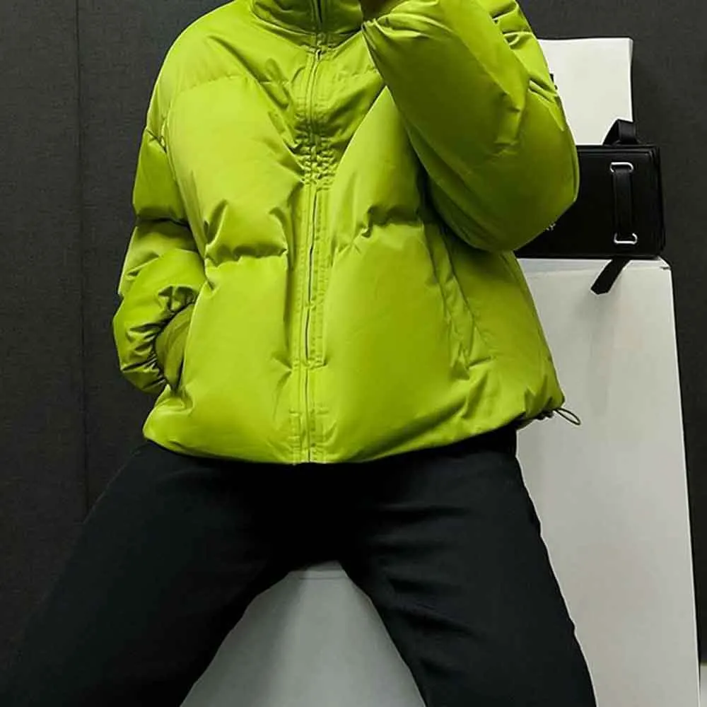 2025 شتاء جديد الرجال بلون سترة قطن بأكمام طويلة الأمريكية الرجعية الموضة العصرية شارع العليا فضفاض المتخصصة الرجال