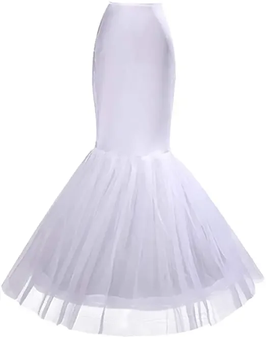 

Lady Women's Mermaid Petticoat Crinoline Underskirt for Wedding Dress Bridal Accessories White