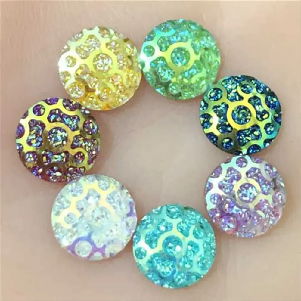 

80PCS AB Resin 12mm Round Resin Flatback rhinestone scrapbook crafts