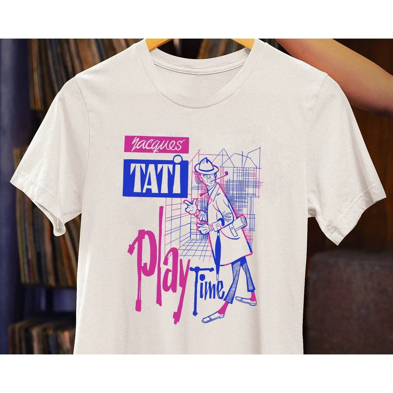 Jacques Tati Playtime T Shirt French Comedy Film vintage Washed designer clothes Stretched streetwear Comfortable Soft fashion