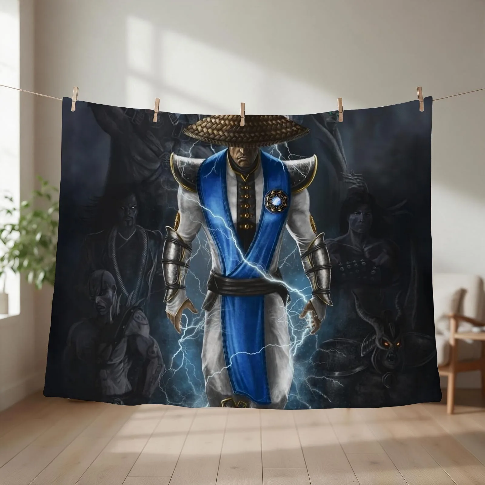 Raiden Mortal Kombat Throw Blanket couch cozy soft plush fuzzy picnic outdoor blanket
