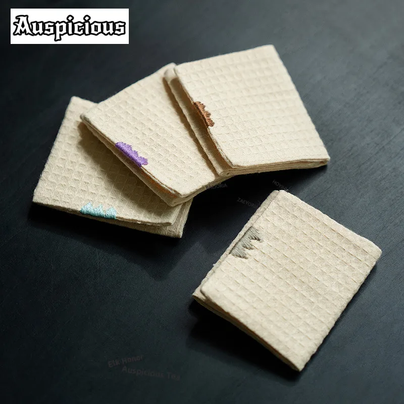 1pc Handmade Thickened Cotton-linen Tea Towel Vintage Heat Insulated Pad Tea Napkins Household Tea Cloth Teaware Supplies Gift