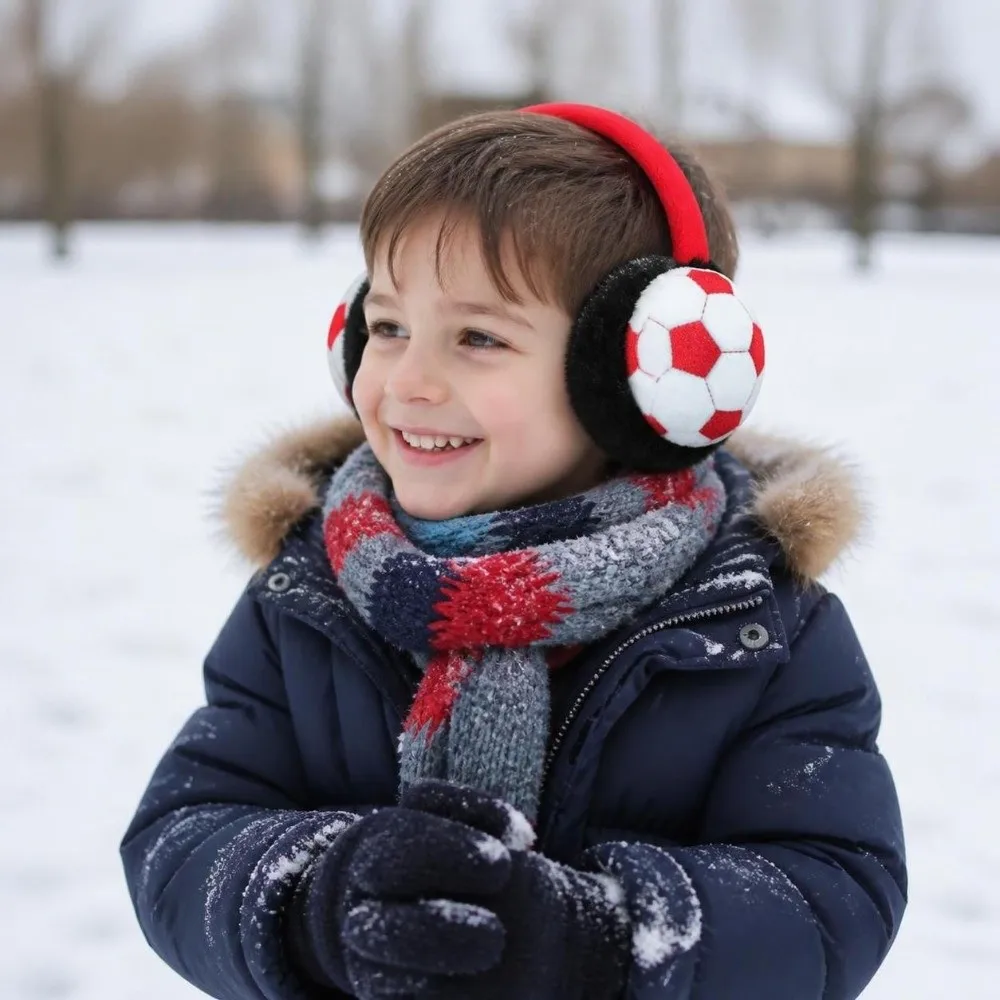Fashion Thickened Football Kids Earmuffs Keep Warm Anti-Freeze Winter Ear Warmer Soft Cold-proof Ear Protection Earmuff Children