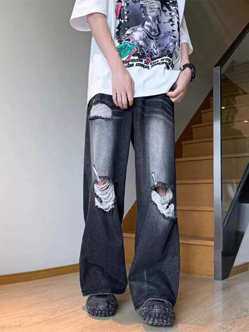 

Мужские джинсы больших размеров, повседневные, свободного кроя, прямые, из денима, для осени, удобные, молодежный стиль