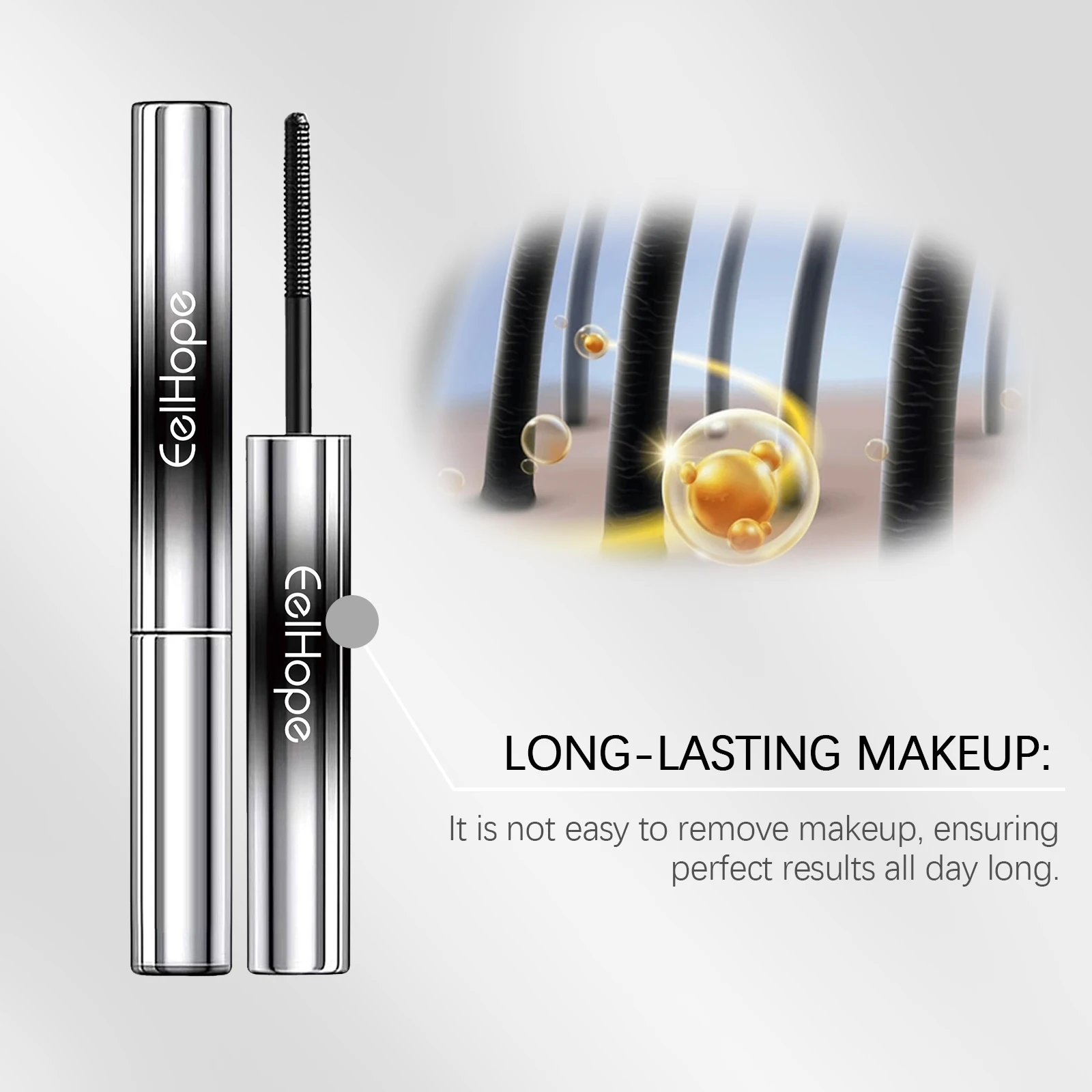 Eelhope Mascara waterproof per ciglia 4D - Formula nera allungante e volumizzante, asciugatura rapida, abbigliamento duraturo