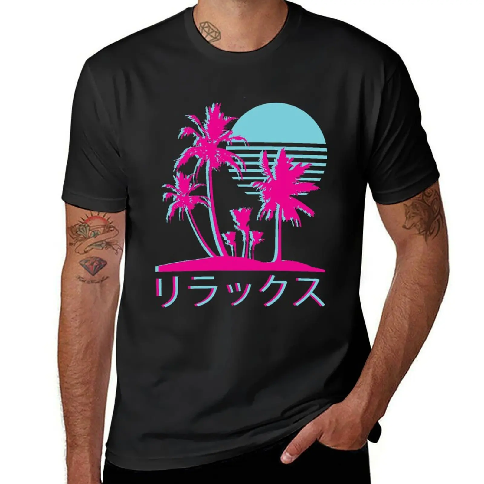 Vaporwave Aesthetic // Neon Palms T-Shirt sublime plus sizes t shirts for men pack