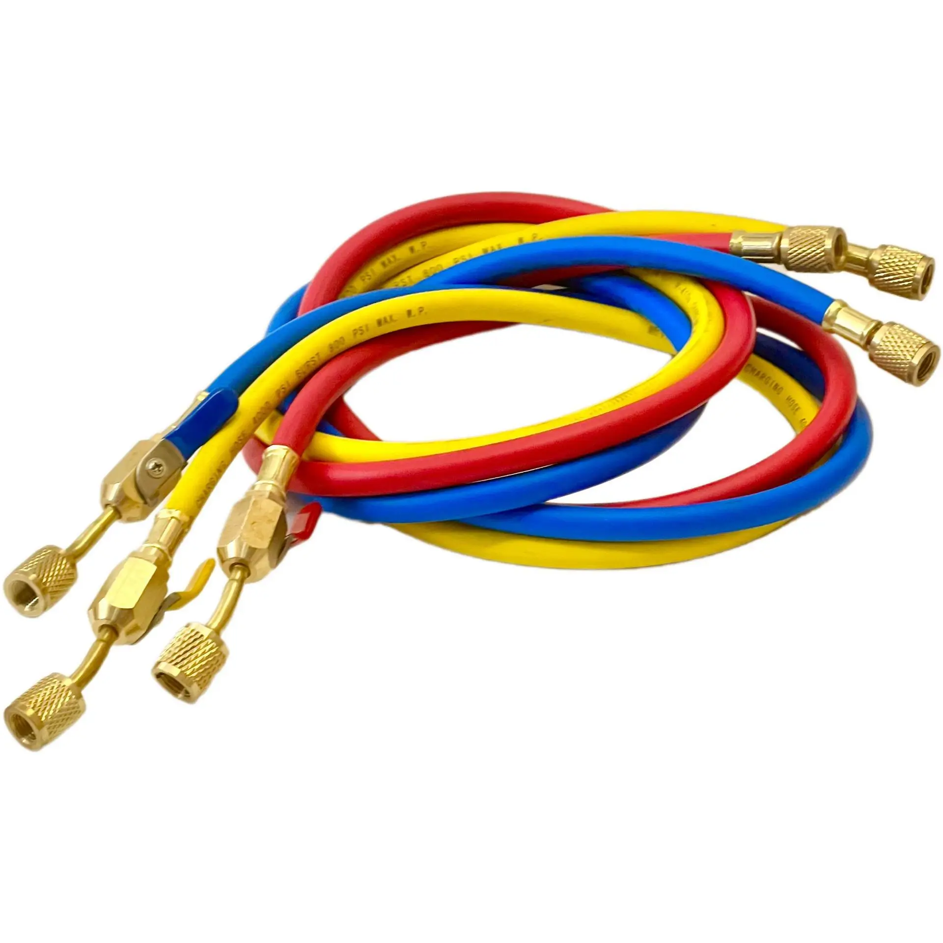 1pcs 150cm HVAC 1/4Inch SAE 600 PSI R134a  R22 Charging Hoses with Shut Valve