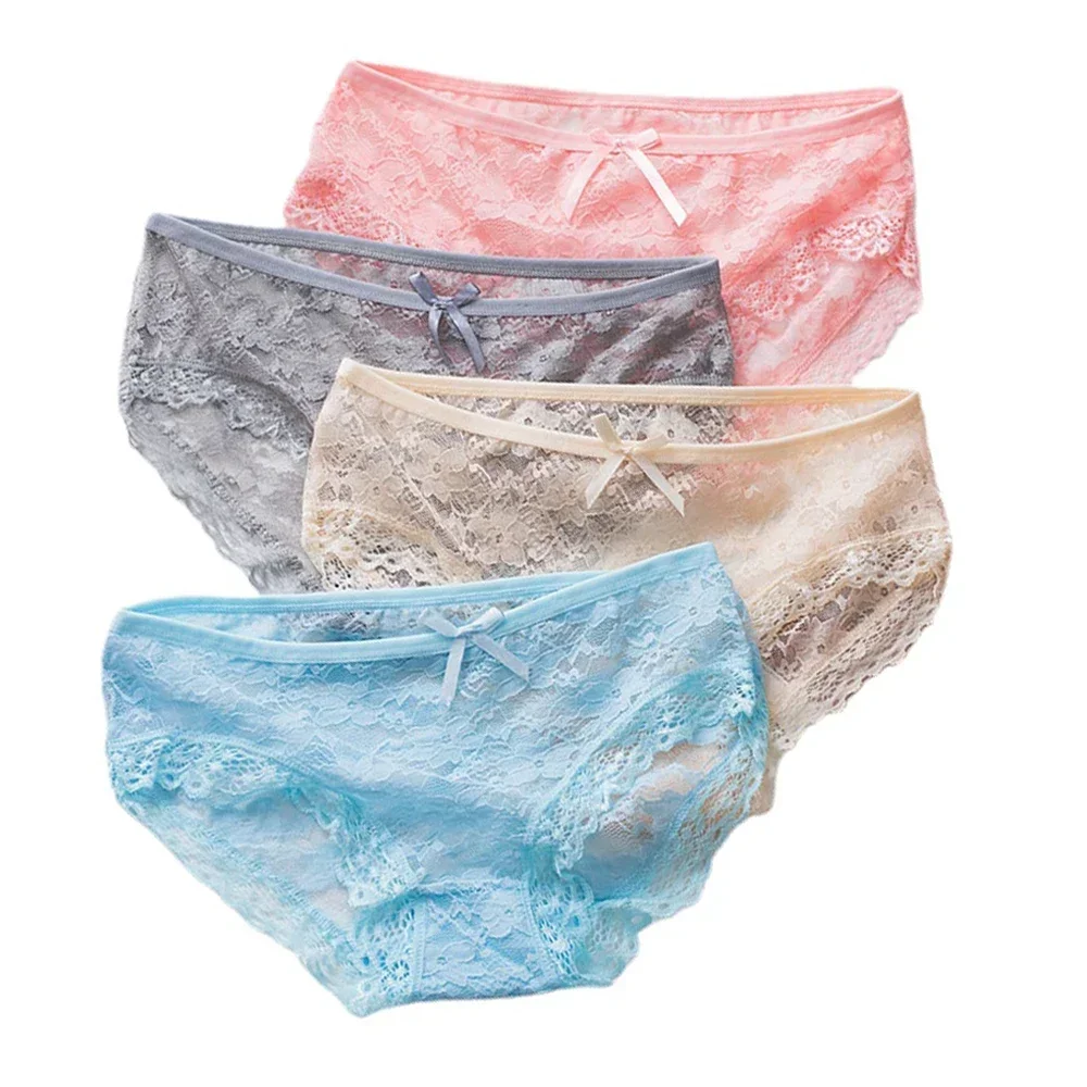 Flower Lace Panties Girl Quality Transparent Woman Soft Briefs S-XL Black Pink Lingerie Intimates Mini Thong Women Kawaii Pantie