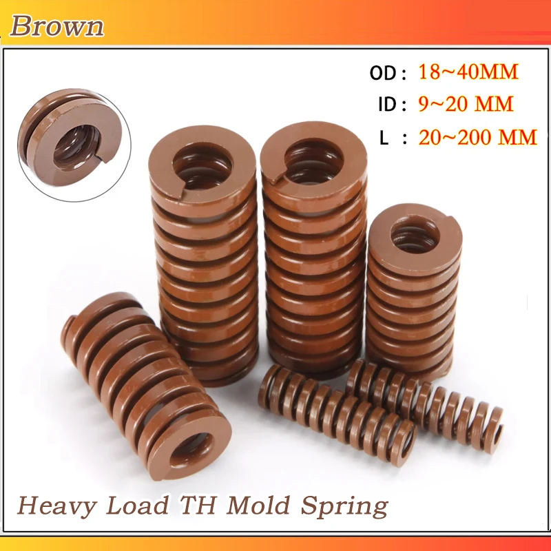 

Brown Heavy Load TBDie Mold Springs Spiral Stamping Compression Spring Spring Steel Die Spring OD18~40mm ID9~20mm Length20~200mm