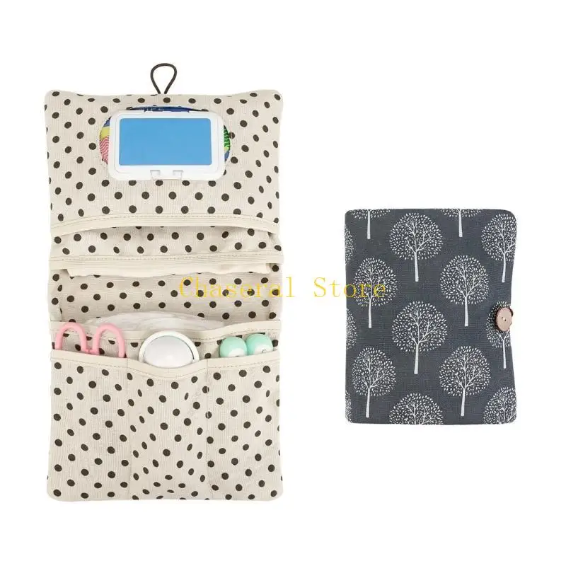 E7CE Baby Diaper Bag with Multiple Pockets, Lovely Print Infant Bed Hanging Nappy Bag Toy Wipes Organizers for Essential view 3