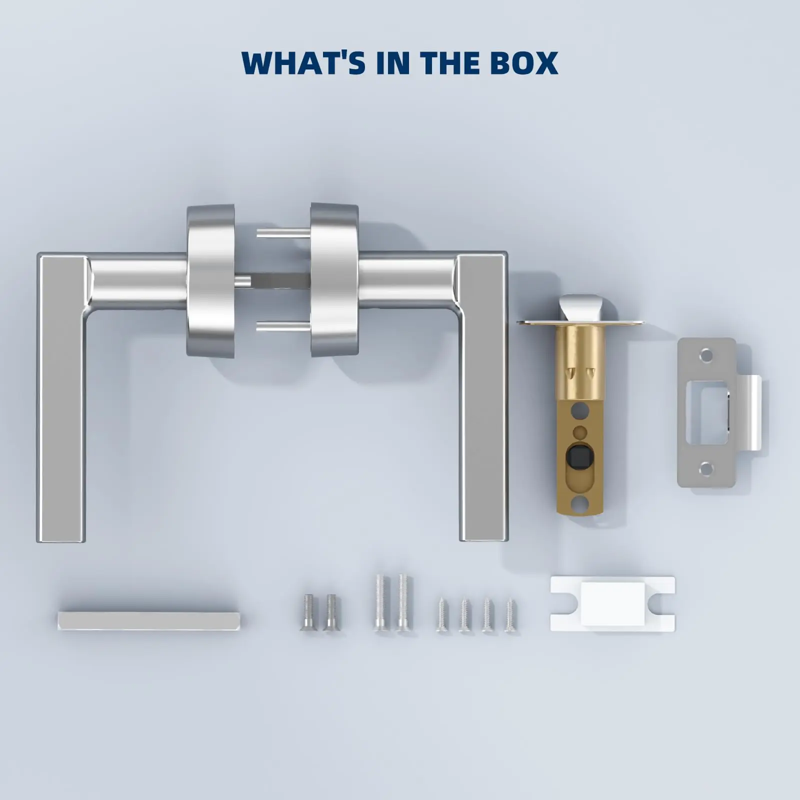 Front Entry Door Lock Handle Set Reversible Exterior Interior Entry Door Lever Kit Easy Installation For Home Bedroom Office