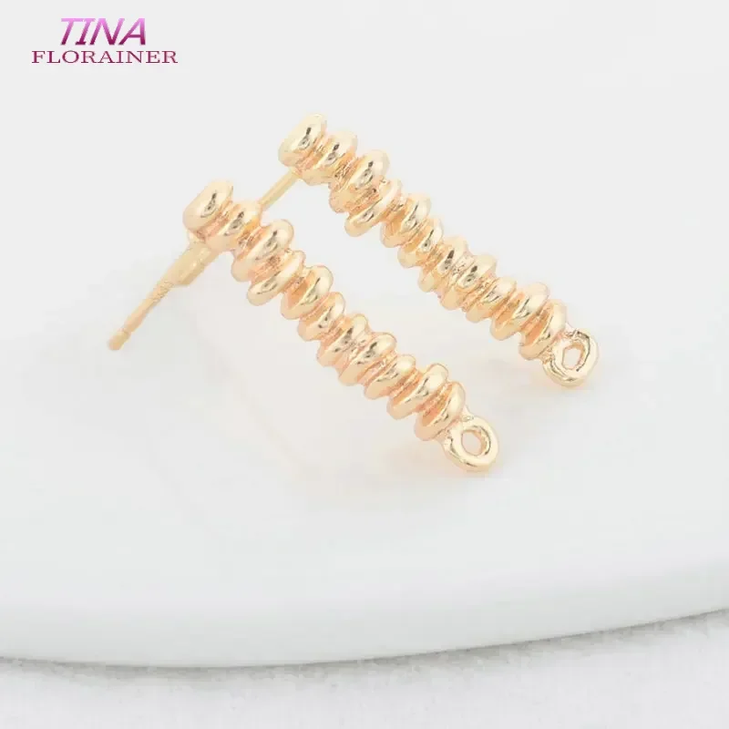 4*21.5MM 14K Gold Color Plated Brass Stick Stud Earrings High Quality Diy DIY Jewelry Making Finding Accessories