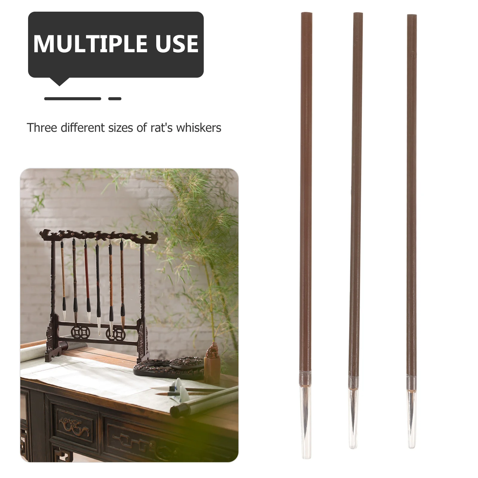 

3Pcs Traditional Chinese Calligraphy Pen Set Delicate Bristle Wood Handle Suitable for Beginners and Artists Calligraphy Brush