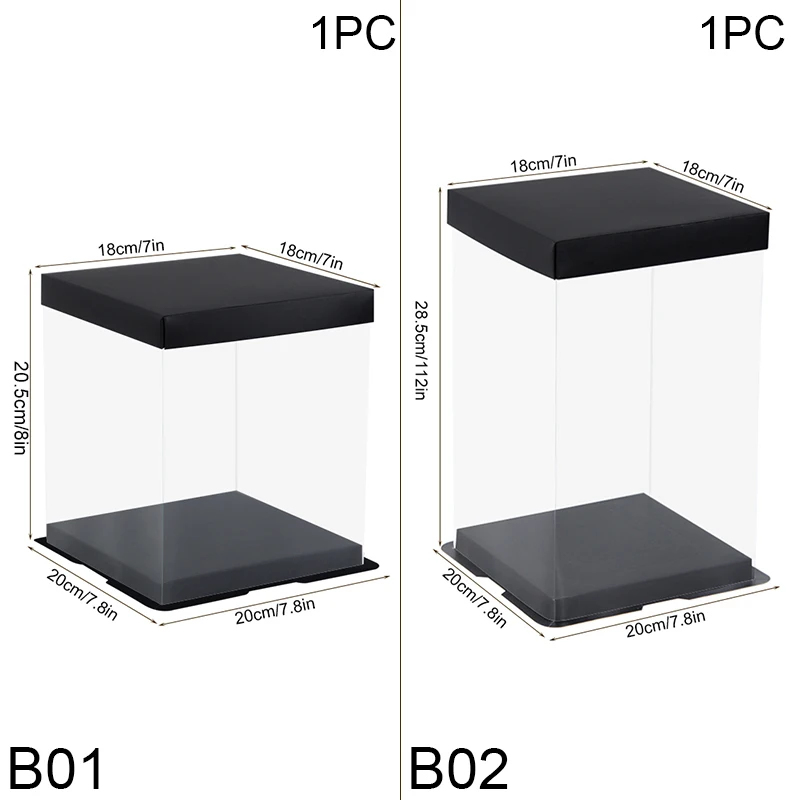 7inch Transparent Cake Box Birthday Large Cakes Packaging Boxes DIY Baking Dessert Flower Gifts Packing For Wedding Christmas